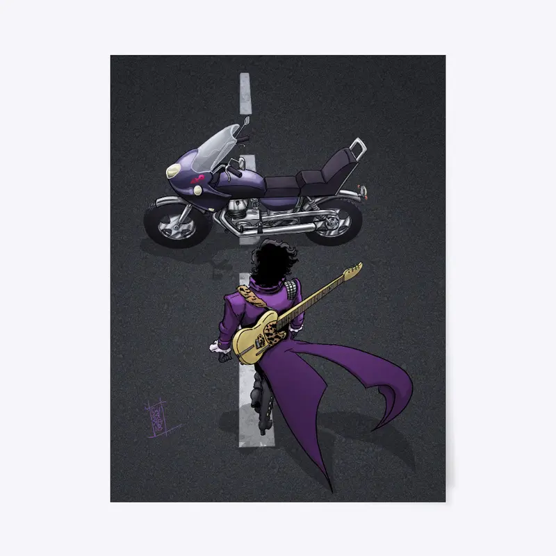 Purple Funk Guitar with Motorcycle