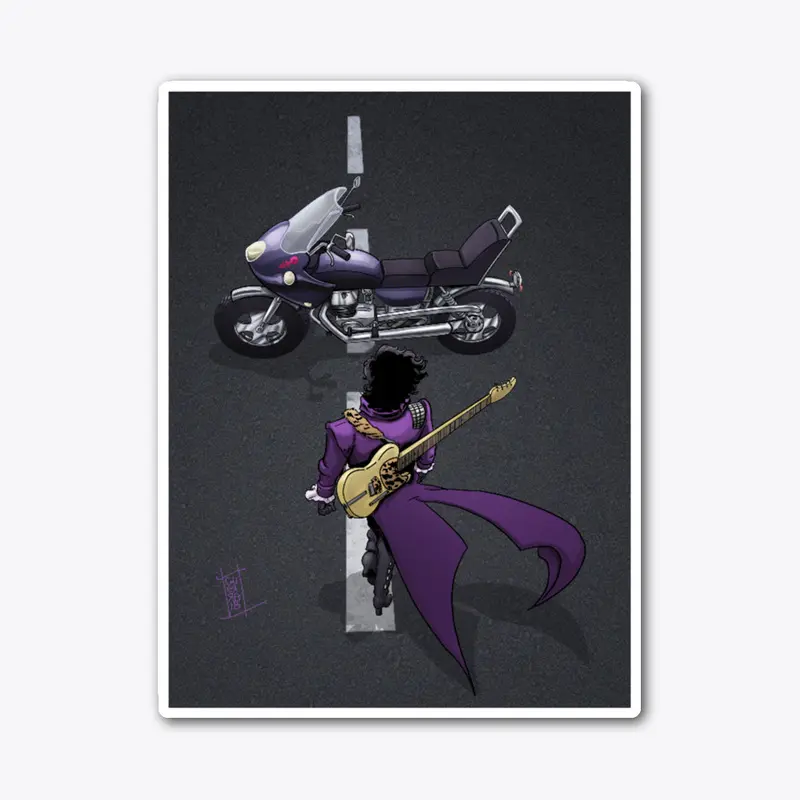 Purple Funk Guitar with Motorcycle